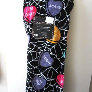 Betsey Johnson Conversation Heart Halloween Ultra Soft Plush Throw Blanket Home